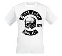 Black Label Society Skull Logo Men T-Shirt White M, 100% Cotton, Regular