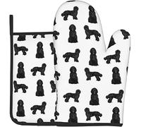 Black Labradoodle Dog Dog Breeds Doodle Dog White Oven Mitts And Pot Holders,Cooking Gloves, Heat Resistant Baking Mitts