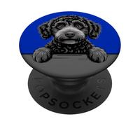 Black Labradoodle Funny Peeking Doodle Dog Lover PopSockets Adhesive PopGrip