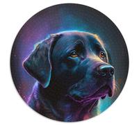 Black Labrador 1000Pc Adults Jigsaw Puzzle Round Puzzles for 1000 Piece DIY Home Decor Gift, Adult Brain Teaser (Size 67.5x67.5cm)