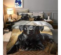 Black Labrador 3D Bedding Set for Teens | King（220x240cm）hypoallergenic microfiber soft touch zipper closure easy wash pet lover decor gift idea modern bedroom