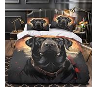 Black Labrador 3D Print Duvet Cover 3-Piece Ultra-Soft Microfiber Durable Digital Illustration Comforter Cover 2 Pillowcases Hidden Zipper Machine Washable Kids Teens Bedroom Double（200x200cm）