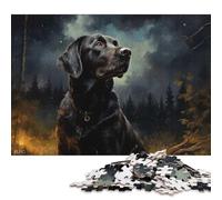 Black Labrador at Night Puzzle 1000 Pieces Jigsaws Wooden Puzzles for Adults Family Entertainment Toys 1000pcs (75x50cm)