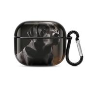Black Labrador Bluetooth Earbuds Case Cover Full Body Shockproof Protection Hard Case Support Wireless Charging with Keychain Personalized Gift for AirPods 3