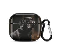 Black Labrador Bluetooth Earbuds Case Cover Full Body Shockproof Protection Hard Case Support Wireless Charging with Keychain Personalized Gift for AirPods 3