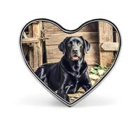 Black Labrador Button Pin Heart Shape Alloy Lapel Pins Badges Novelty Funny Enamel Pins Personalized Pinback Button Badges Cute Heart Brooche for Jackets Bags