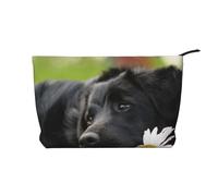 Black Labrador Chamomile Black Retriever Dogs, Cosmetic Bag Corduroy Makeup Bag Portable Travel Toiletry Bag
