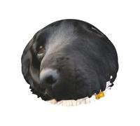 Black Labrador Chamomile Black Retriever Dogs Double Layer Elastic Waterproof Shower Cap Reusable Bath Cap