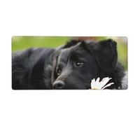 Black Labrador Chamomile Black Retriever Dogs,Mouse Pad Large Desk Pad Computer Keyboard Mouse Mat With Non Slip Rubber Base 40 x 90 cm