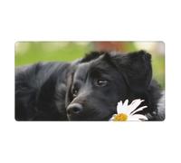 Black Labrador Chamomile Black Retriever Dogs,Mouse Pad Large Desk Pad Computer Keyboard Mouse Mat With Non Slip Rubber Base 40 x 70 cm