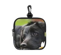 Black Labrador Chamomile Black Retriever Dogs, Square Zipper Storage Bag, Neoprene Coin Purse, Small Wallets, Change Pouch, Change Purse