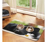 Black Labrador Chamomile Black Retriever Dogs,Waterproof Pet Feeding Mat,PU Leather Placemats for Cat Dog Water Bowl,Food Mats,30x45cm