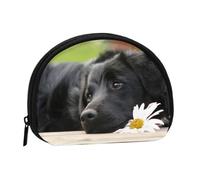 Black Labrador Chamomile Black Retriever DogsSmall Makeup Sanitary Napkin Storage Bag,Women's Cosmetic Coin Purse