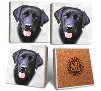 Black Labrador Coaster Set of 4 - Rustic Marble Coasters from Stone Rebellion (Black Labrador)