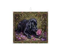 Black Labrador Dish Drying Mats for Kitchen Counter, Vintage Floral Absorbent Dish Drainer Rack Mat, Elegant Nature Microfiber Drying Pad for Kitchen Counter Home Decor 16x18 Inch