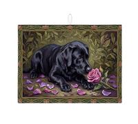 Black Labrador Dish Drying Mats for Kitchen Counter, Vintage Floral Absorbent Dish Drainer Rack Mat, Elegant Nature Microfiber Drying Pad for Kitchen Counter Home Decor 18x24 Inch