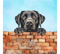 Black Labrador Dog Art Square Fathers Day Card - Dad Gift Father From Daughter Son Daddy Grandad Grandpa Animal Cute Illustrated Wildlife Premium Quality Blank Inside Envelope