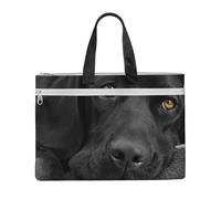 Black Labrador Dog,Canvas Document Bag Zipper File Tote Bag Handbag Briefcase for School Office