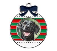 Black Labrador Dog Cute Christmas Pendant Charms Metal Hanging Xmas Tree Ornament Decoration Craft Circular
