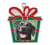 Black Labrador Dog Cute Christmas Pendant Charms Metal Hanging Xmas Tree Ornament Decoration Craft Trapezoid