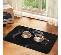 Black Labrador Dog Food Mats for Floors, 12x18 Inch Non-Slip Super Absorbent Pet Food Mat, Dishwasher Dog Mat for Food and Water, Cute Rubber Quick Dry Pet Feeding Mat for Dogs Puppy Cats