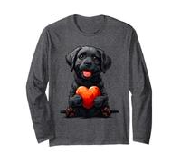 Black Labrador Dog Heart Valentine's Day Funny Boys Girls Long Sleeve T-Shirt
