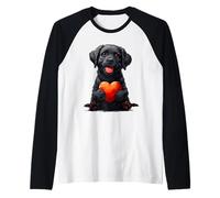 Black Labrador Dog Heart Valentine's Day Funny Boys Girls Raglan Baseball Tee