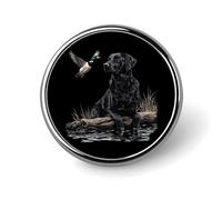 Black Labrador Dog Mallard Duck Cute Brooches for Women Men Button Pins Round Badge for Bag Hat