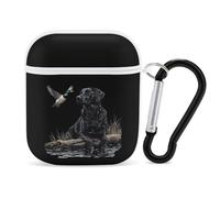 Black Labrador Dog Mallard Duck Cute Earbuds Case Compatible with Airpods 1/2 Wireless Headphones Cover with Carabiner