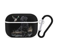 Black Labrador Dog Mallard Duck Cute Earbuds Case Compatible with Airpods Pro Wireless Headphones Cover with Carabiner