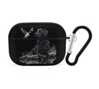 Black Labrador Dog Mallard Duck Cute Earbuds Case Compatible with Airpods Pro Wireless Headphones Cover with Carabiner