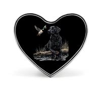 Black Labrador Dog Mallard Duck Cute Heart Badge for Women Men Novelty Funny Brooches Pins for Shirts Bags Hats