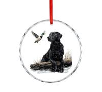 Black Labrador Dog Mallard Duck Glass Christmas Ornaments for Home Personalized Xmas Hanging Pendant Decorations