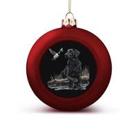 Black Labrador Dog Mallard Duck Shiny Christmas Ball Ornaments for Xmas Tree Hanging Balls Holiday Party Decoration 2PCS