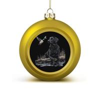 Black Labrador Dog Mallard Duck Shiny Christmas Ball Ornaments for Xmas Tree Hanging Balls Holiday Party Decoration 4PCS