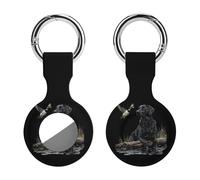 Black Labrador Dog Mallard Duck Trendy GPS Cases Holder with Key Chain Ring Portable Protective Covers Compatible with Airtag