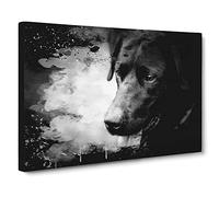 Black Labrador Dog Modern CB Canvas Wall Art Print Ready to Hang, Framed Picture for Living Room Bedroom Home Office Décor, 20x14 Inch (50x35 cm)