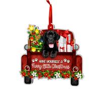 Black Labrador Dog Ornaments Christmas Tree, Labrador Red Truck Car Aluminum Ornament (NOT 3D), Christmas Decoration 2024 for Labrador Lovers, Dog Mom, Dog Dad, Pet Lovers