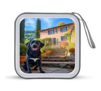 Black Labrador Dog Portable CD Case 40 Capacity DVD Collection Holder Zipper Storage Wallet for Car Home Travel