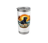 Black Labrador Dog Surfin Beach Sunset Holiday Stainless Steel Insulated Tumbler