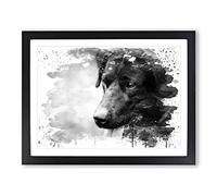 Black Labrador Dog V3 Modern Framed Wall Art Print, Ready to Hang Picture for Living Room Bedroom Home Office Décor, Black A3 (46 x 34 cm)