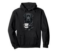 Black Labrador Dog with Cup Coffee Says No, 'em nö Pullover Hoodie