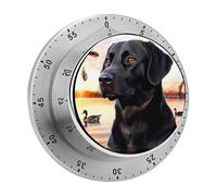 Black Labrador Duck Hunting Sunset 60 Minutes Wind Up Kitchen Timer Stainless Steel Countdown Mechanical Alarm for Cooking Workout