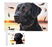 Black Labrador Duck Hunting Sunset Wooden Jigsaw Puzzles for Adults Brain-Teasing Game Idea Puzzle Gift 1000 PCS