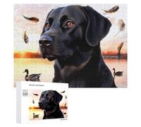 Black Labrador Duck Hunting Sunset Wooden Jigsaw Puzzles for Adults Brain-Teasing Game Idea Puzzle Gift 500 PCS