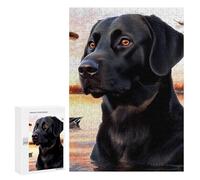 Black Labrador Duck Hunting Sunset Wooden Jigsaw Puzzles for Adults Funny Brain-Teasing Game Idea Puzzle Gift
