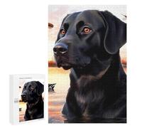 Black Labrador Duck Hunting Sunset Wooden Jigsaw Puzzles for Adults Funny Brain-Teasing Game Idea Puzzle Gift