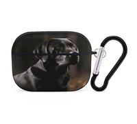 Black Labrador Earbuds Organizer Shockproof Protective Airpods Pro Cover with Carabiner Clip Anti Fall Carrying Earphone Case Cover for Airpods Pro 2nd Generation Black