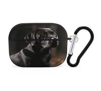 Black Labrador Earbuds Organizer Shockproof Protective Airpods Pro Cover with Carabiner Clip Anti Fall Carrying Earphone Case Cover for Airpods Pro 2nd Generation Black