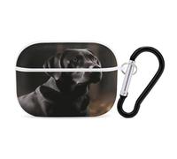 Black Labrador Earbuds Organizer Shockproof Protective Airpods Pro Cover with Carabiner Clip Anti Fall Carrying Earphone Case Cover for Airpods Pro 2nd Generation White